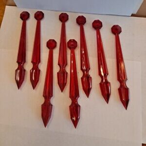 VTG 1950’s MCM 13 Red  Acrylic Plastic Prism Christmas Tree Ornaments retro